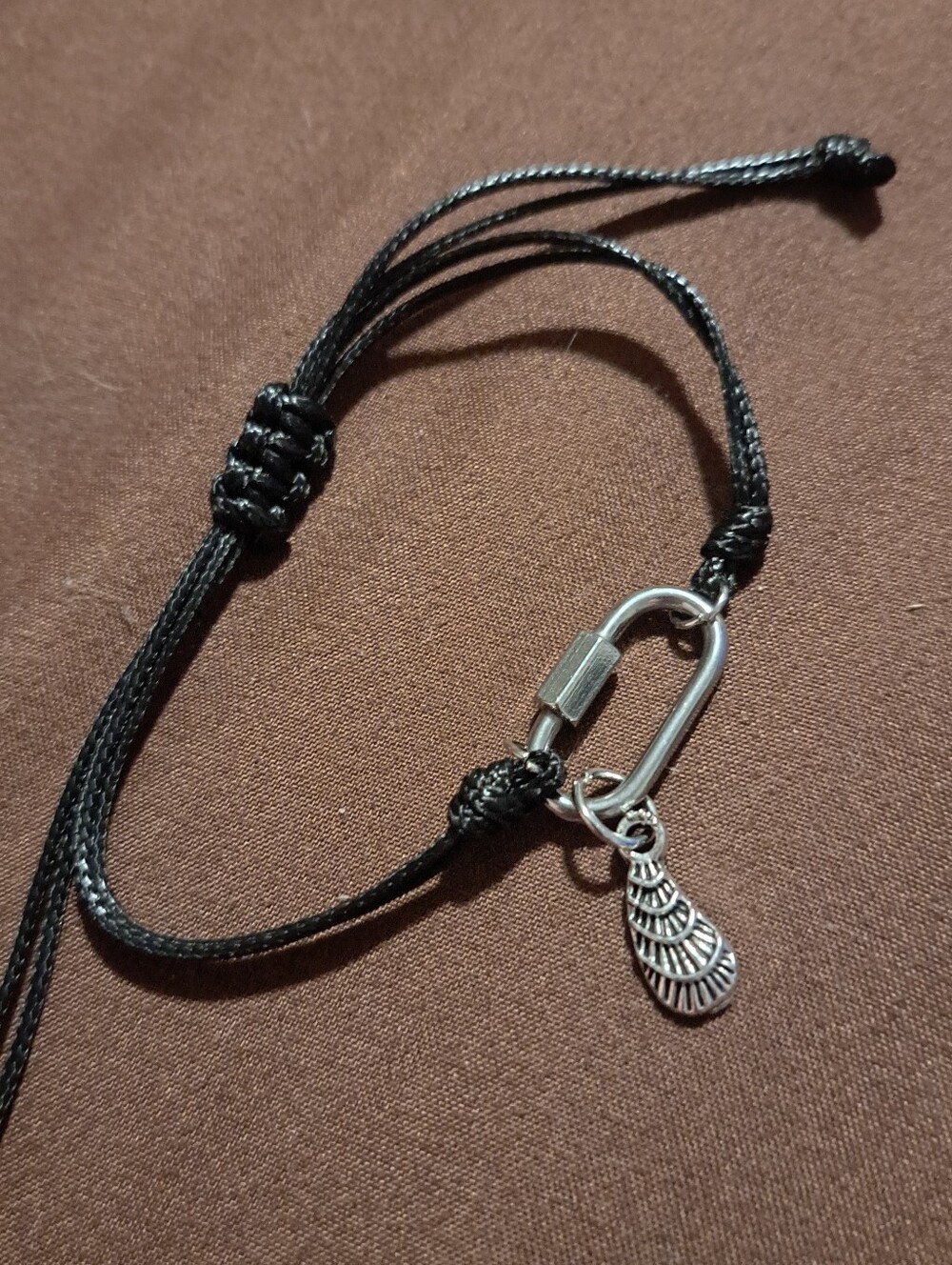 Black Waxed Cord Shell Bracelet